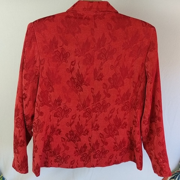 Tanjay red floral Blazer size 14 - Picture 6 of 8